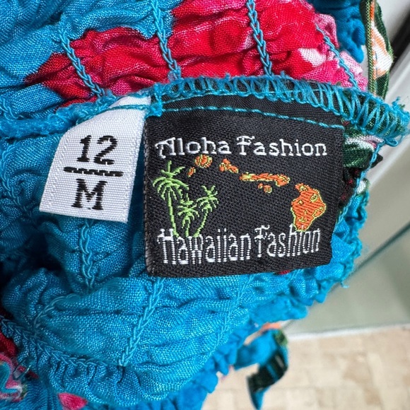 Aloha Fashion 12M Girls Vibrant Blue Pink Floral Tropical Spaghetti Strap Dress - Picture 7 of 7